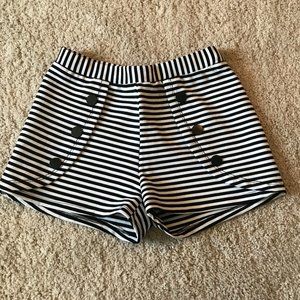 CISONO Black and White Striped Spandex Shorts